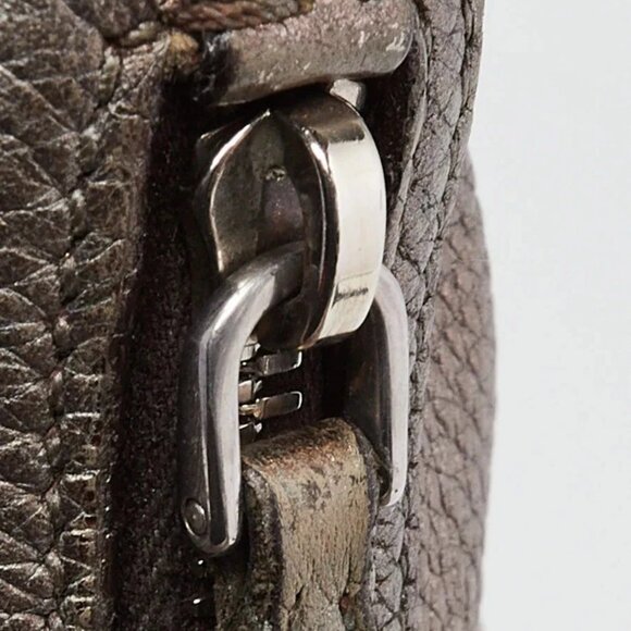 Prada Pewter Vitello Daino Leather Zip Top Hobo Bag - Picture 11 of 12